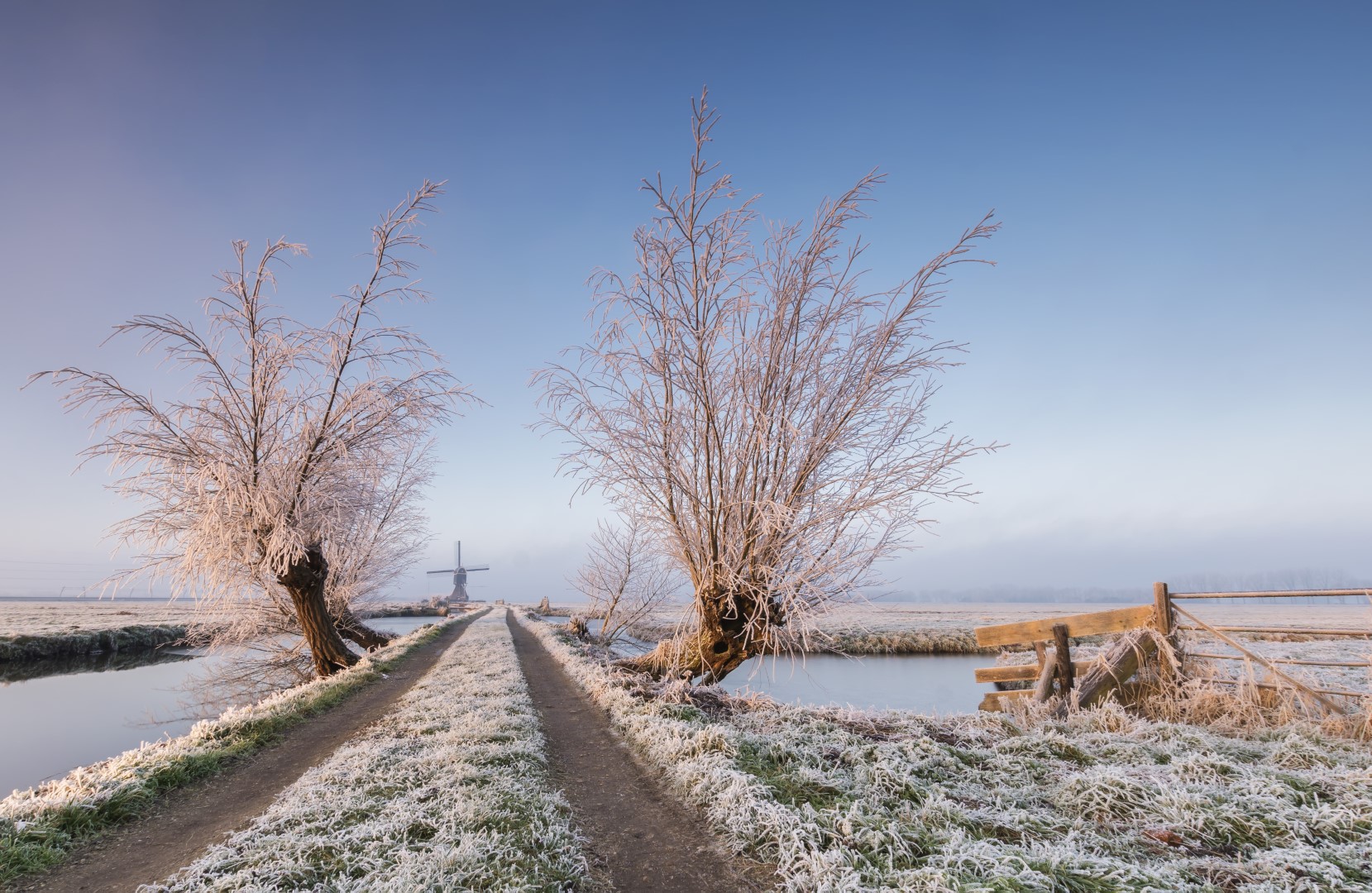 Onverwachts gefotografeerd in de Alblasserwaard. We wilden in eerste instantie naar de Brabantse Biesbosch, maar hebben een rondje Alblasserwaar (Zuid-Holland, Nederland) gereden. Deze locatie is nabij Hardinxveld-Giessendam; De Giessendamse Tiendweg. Een dikke laag rijp hing door de mist en de vorst aan de bomen. Terwijl we aan het fotograferen waren kwam de zon op. De zon zorgde voor fraai licht in het landschap. Heerlijk om op zo'n moment met landschapsfotografie bezig te zijn!